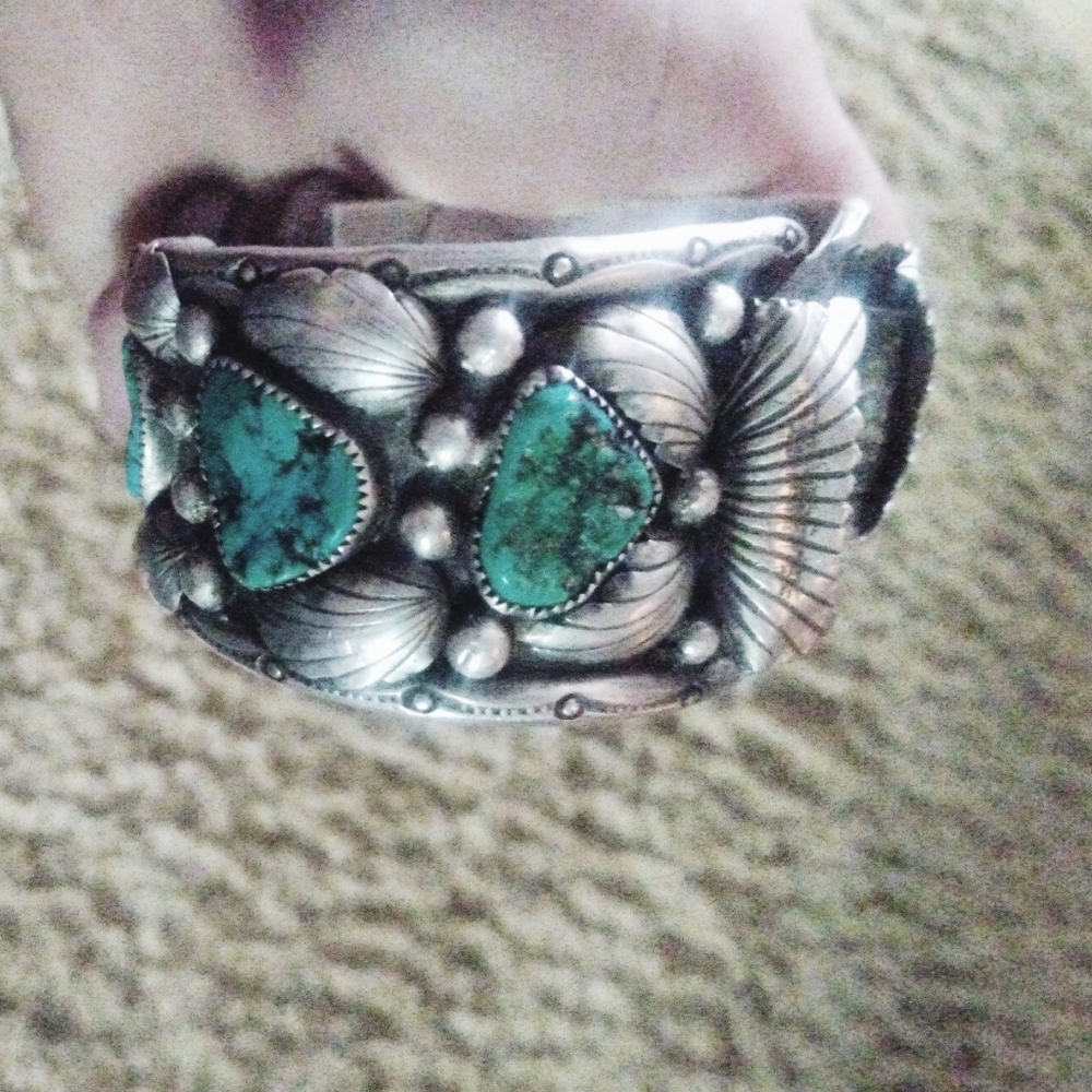 Ivan V sterling silver turquoise big boy watch cuf